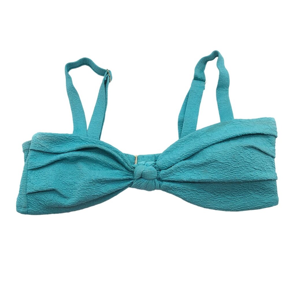 Time and Tru Bikini Top Popcorn Texture Removable Cups Aqua Blue L - Picture 1 of 3